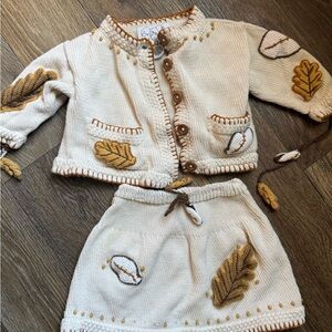 Vintage Zackali 4 Kids 100% cotton skirt cardigan baby set 12m